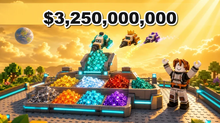 Developer-supplied promotional artwork showing colorful ore piles, three drill drones, and a miner